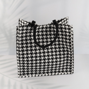 Good quality houndstooth tote <em>bag</em> casual canvas handbag <em>laptop</em> <em>bag</em>