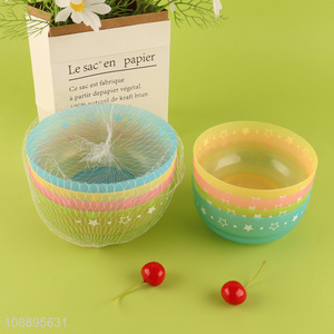 Good quality 4pcs colorful heart shaped plastic bowls soup salad bowls