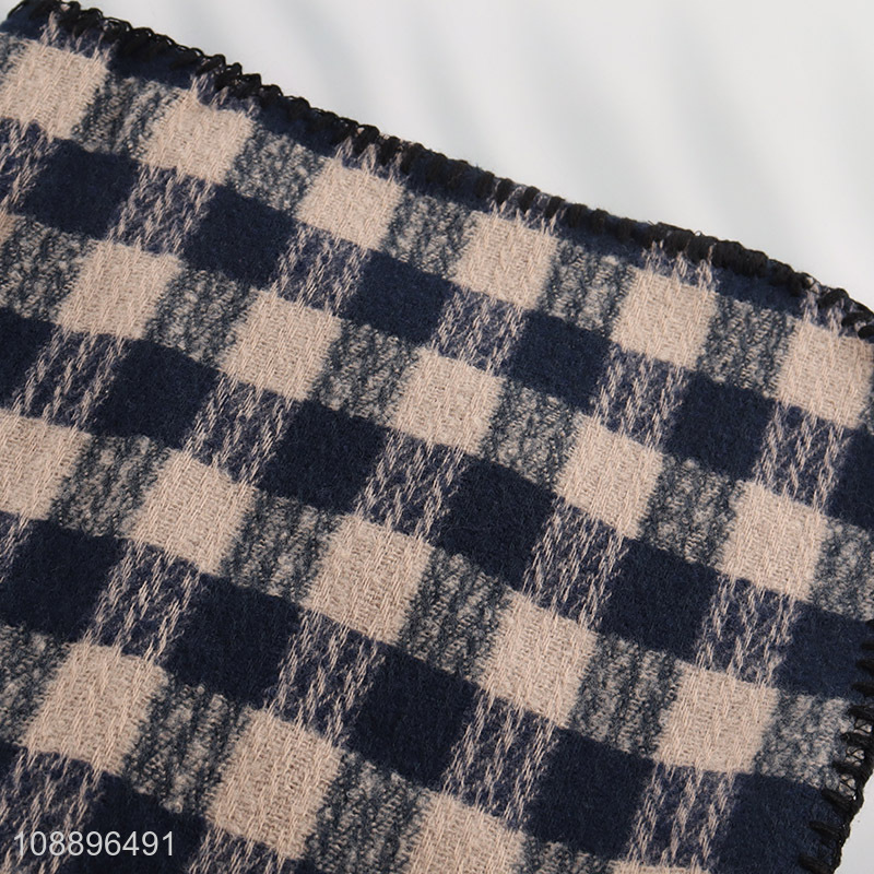 High quality womens warm shawls long and wide check pattern shawls