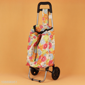 Hot items flower printed <em>shopping</em> cart folding <em>shopping</em> <em>trolley</em> bag