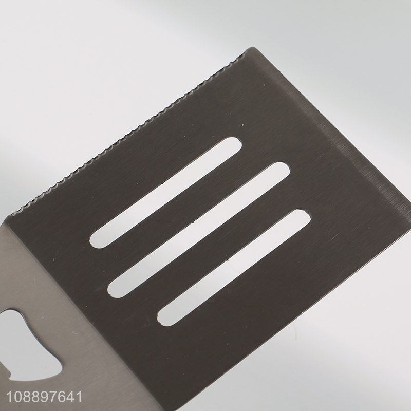 Good quality stainless steel slotted griddle spatula for teppanyaki