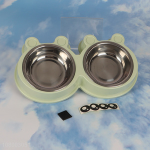 Hot selling frog shape 2-in-1 plastic bowl & stainless steel bowl