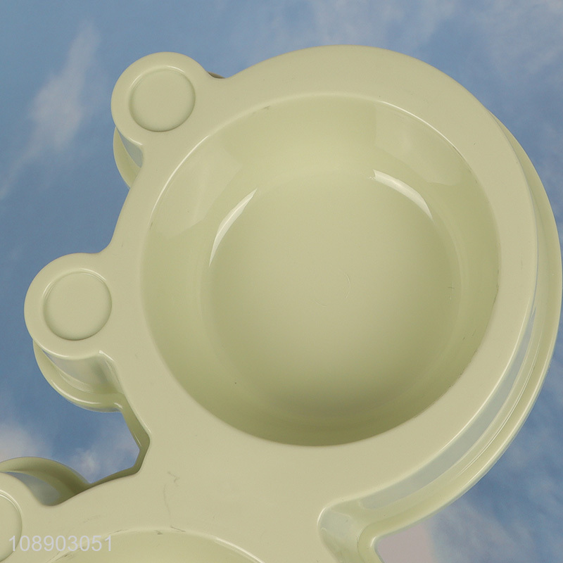 Hot selling frog shape 2-in-1 plastic bowl & stainless steel bowl