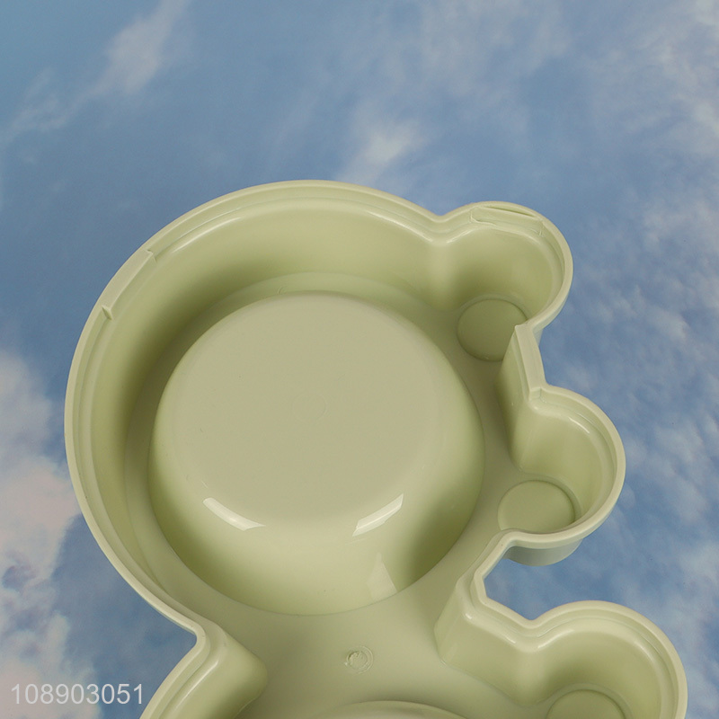 Hot selling frog shape 2-in-1 plastic bowl & stainless steel bowl