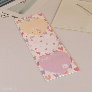 China factory heart shape 3colors self-adhesive <em>sticky</em> <em>note</em>