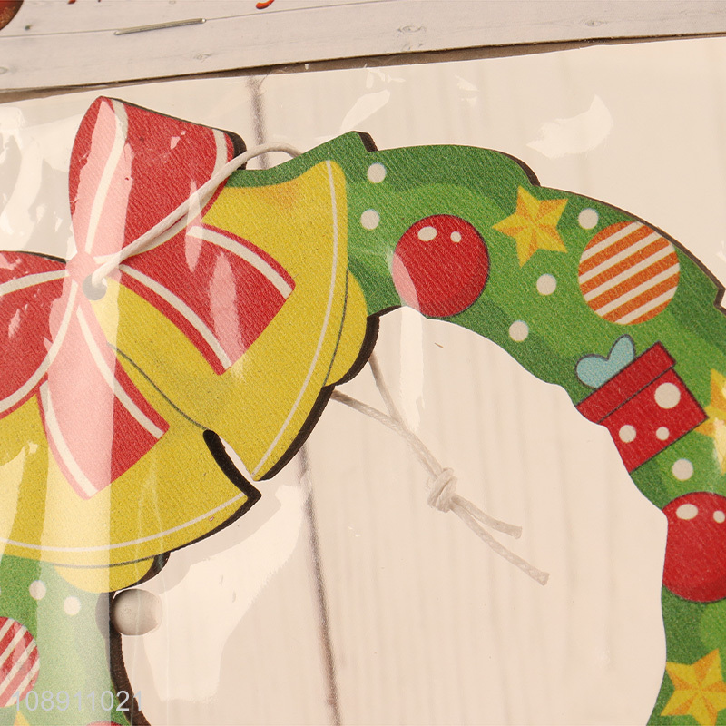 High Quality Christmas Wooden Wreath Pendants for Xmas Tree Decoration