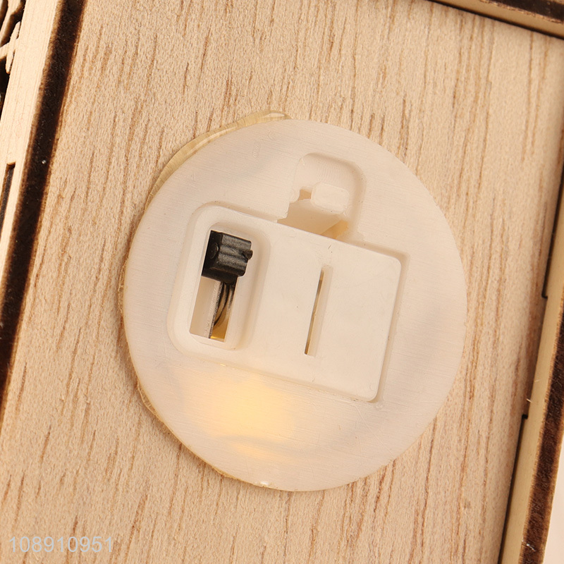 New Product Christmas Led Light Wooden House Christmas Tree Ornaments