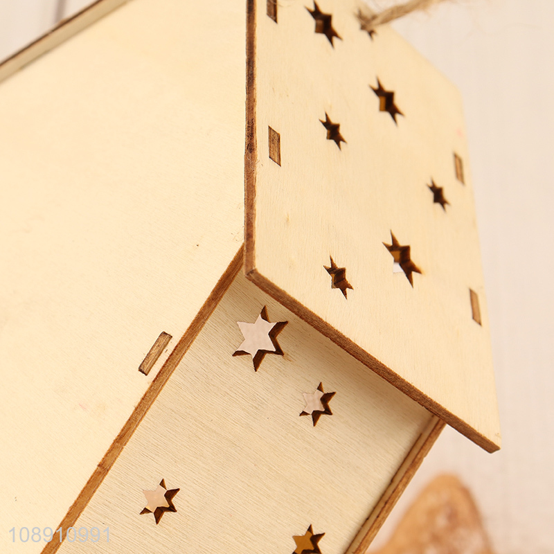 Wholesale Led Light Christmas Wooden House Ornament Luminous Wooden House