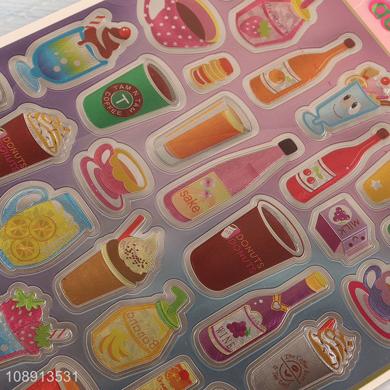 Factory Price Cartoon Drinks PVC Stickers for Boys Girls
