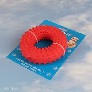 Wholesale bite resistant latex dog chew ring toy puppy teething toy