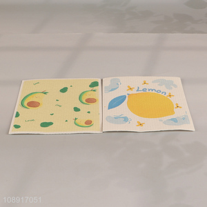 Good quality 2pcs printed wood pulp cotton cleaning cloth set