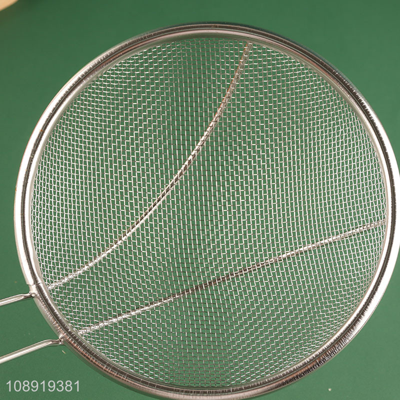 Good selling wooden handle stainless steel kitchen wire skimmer