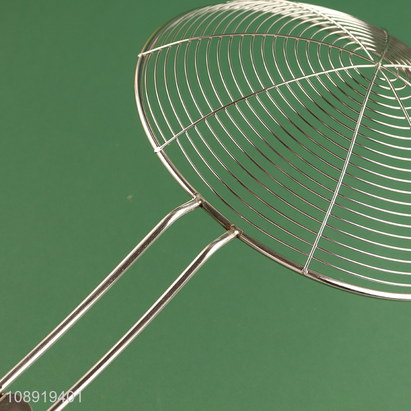 Best sale stainless steel fine mesh skimmer kitchen strainer with wooden handle
