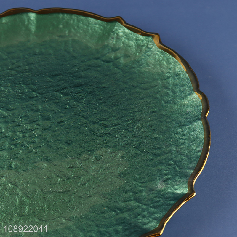 Online wholesale green tabletop decoration glass plate dinner plate