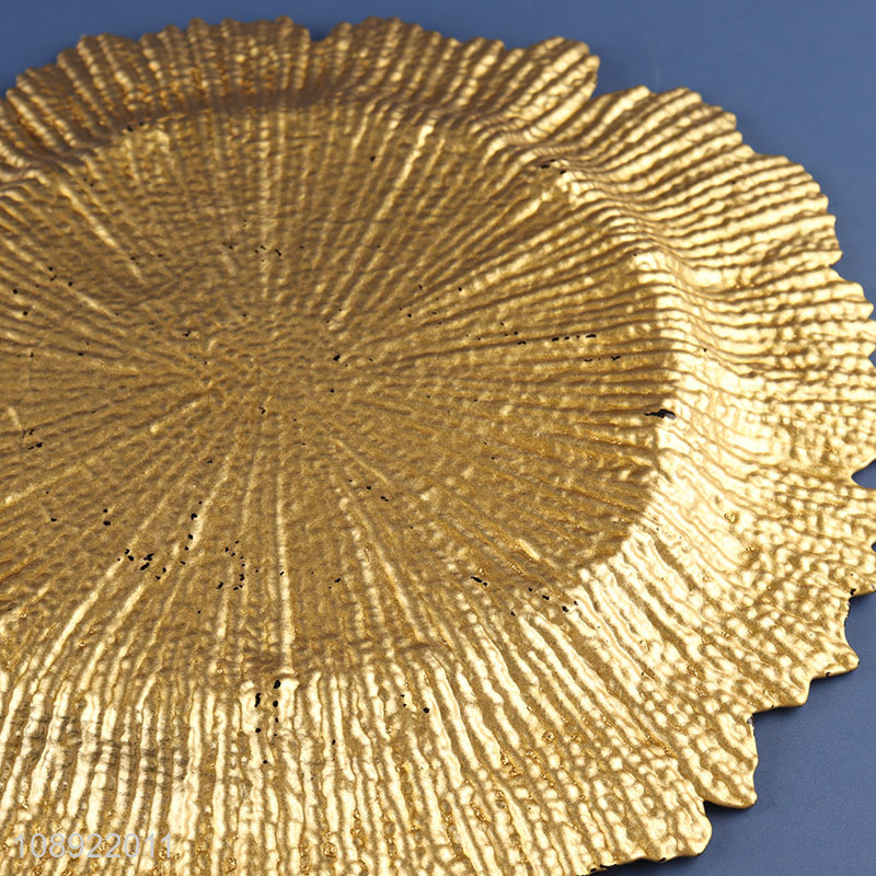 Latest products delicate design golden fruits tray dinner plate