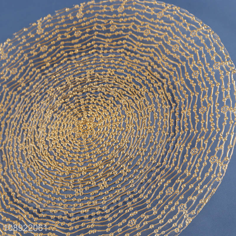 Best selling round decorative glass plate fruit tray for home restaurant