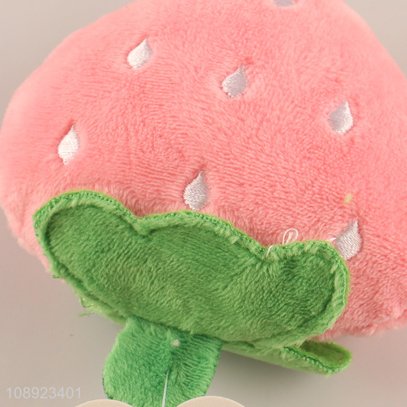 High quality strawberry shape pet dog chew toy squeaky plush toy