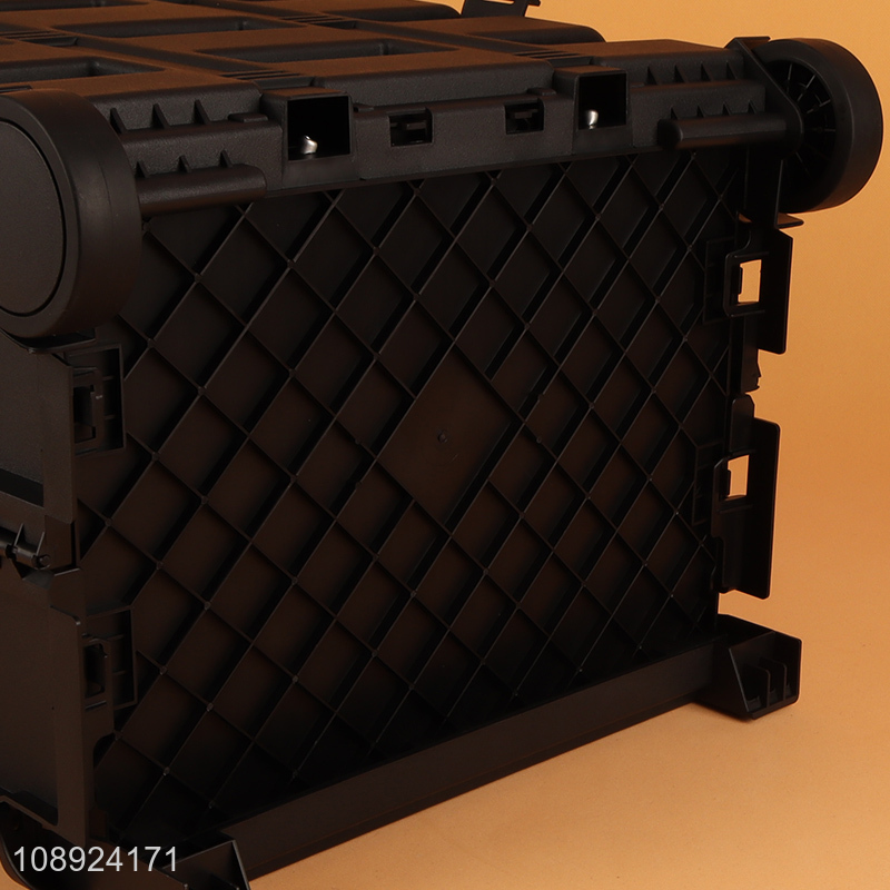 Good quality portable collapsible rolling crate shopping trolley with 4 wheels