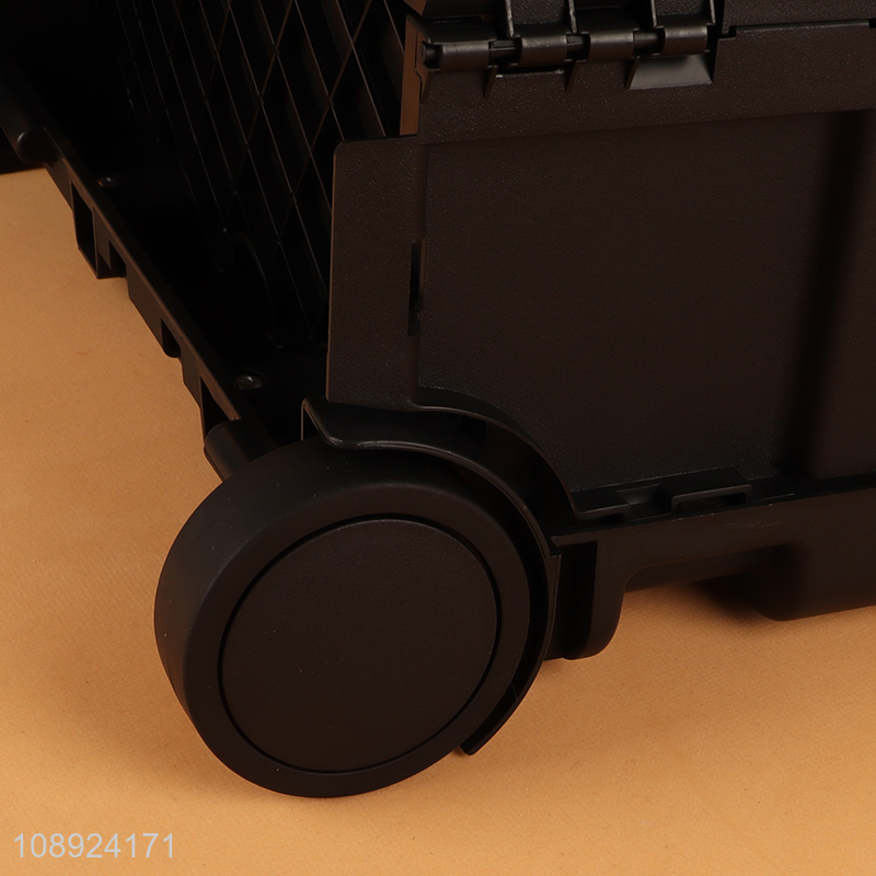 Good quality portable collapsible rolling crate shopping trolley with 4 wheels