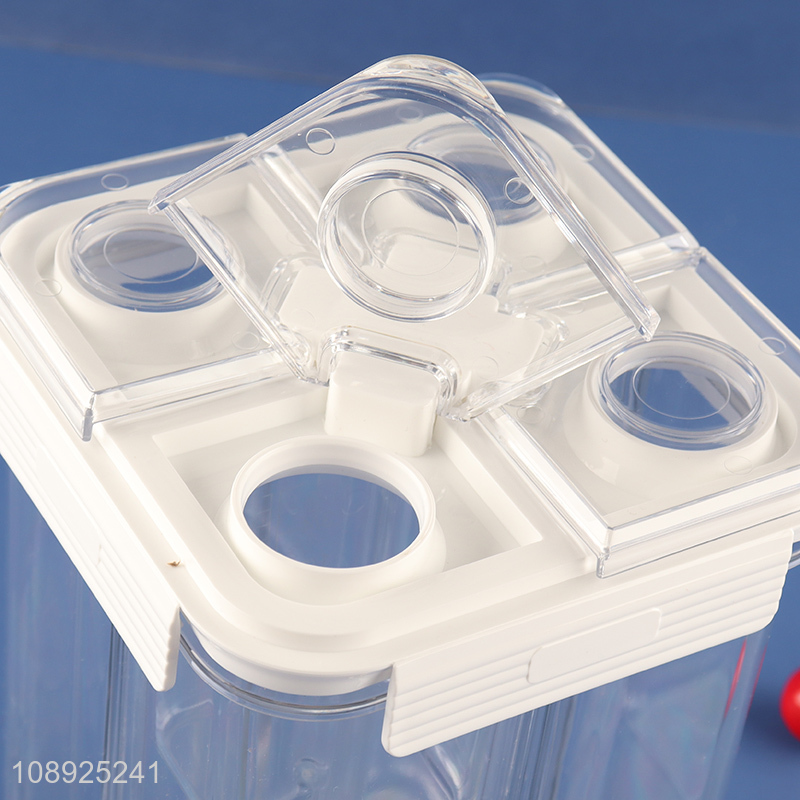 Good selling 4compartment dry food cereal storage container storage jar