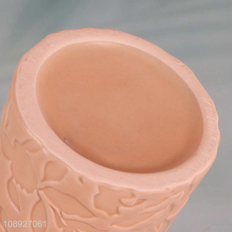 Good quality embossed design ceramic mouthwash cup toothbrush holder