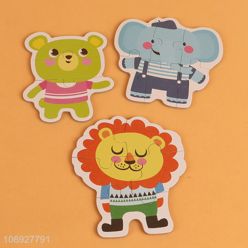 New Product Cartoon Animal Wooden Jigsaw Puzzle for Toddlers