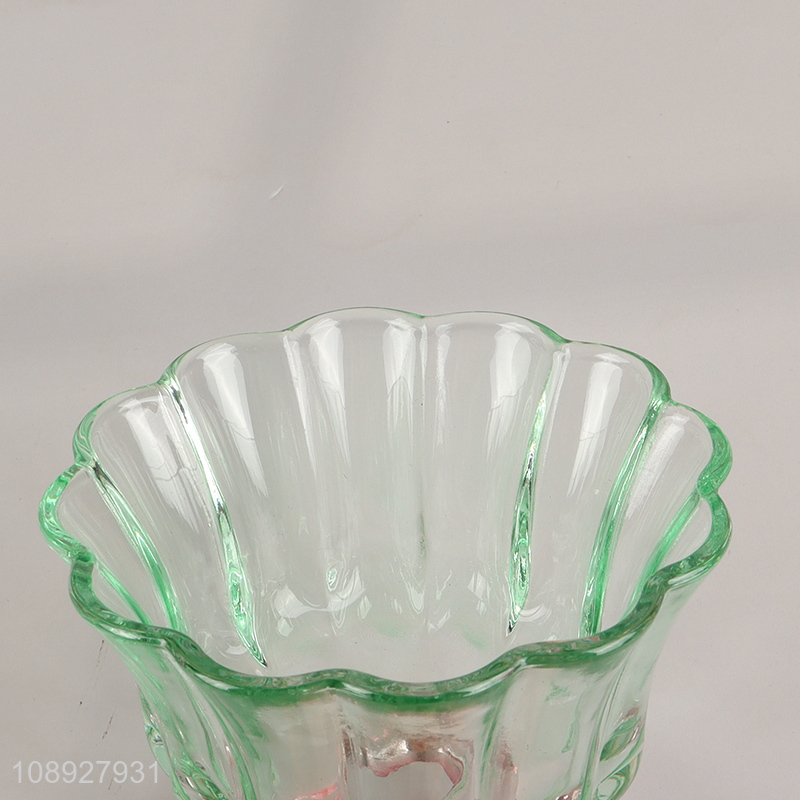 New Product Colored Flower Pedal Style Glass Cups Footed Dessert Cups