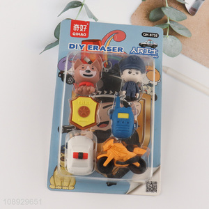 New arrival cartoon non-toxic kids stationery eraser set