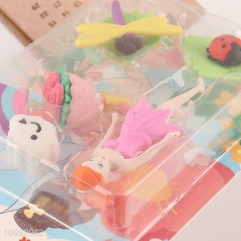Hot items creative cartoon students stationery eraser set