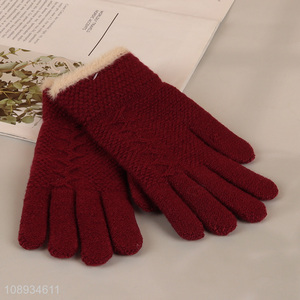 Good quality winter touch screen texting knit gloves for women