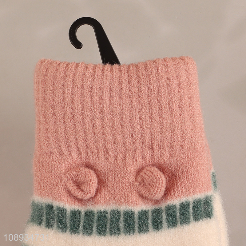 Wholesale kids boys girls winter knit gloves for cold weather