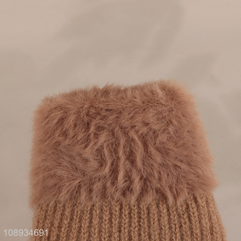 Good quality kids winter warm knit gloves for camping cycling