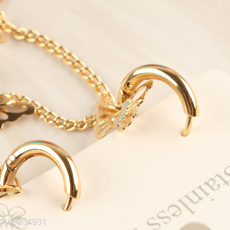 Good quality golden women long tassel earrings butterfly earrings