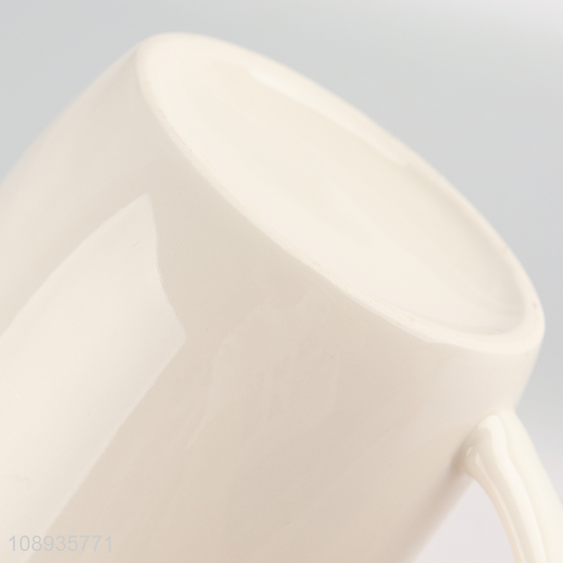 Hot selling ceramic flower pattern water cup drinking cup with handle