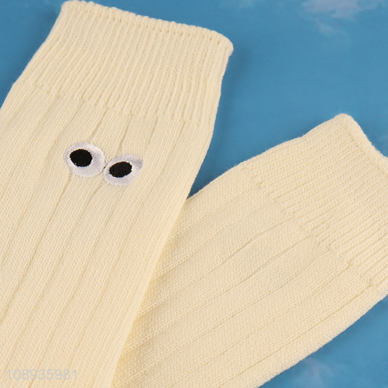 Hot products breathable cartoon eyes embroidery women socks