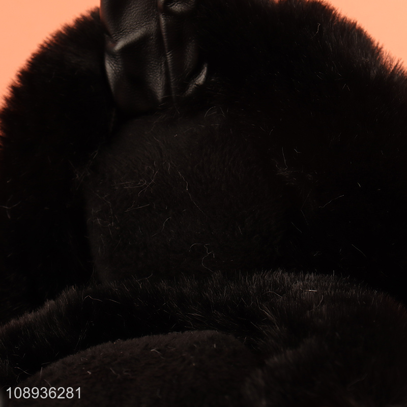 Factory supply black plush winter warm earmuffs for sale