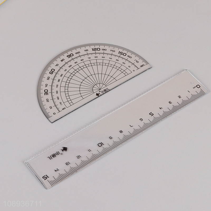 Good Quality 4 Pieces Math Geometry Kit With Rulers And Protractor
