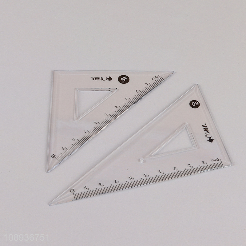 Factory Price 4 Pieces Geometry Plastic Ruler Set Measuring Tool Set