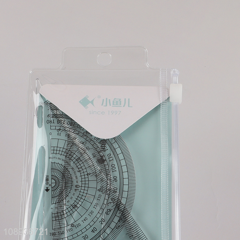 Hot Selling 4 Pieces Plastic Ruler Math Set School Geometry Set