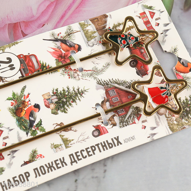 Factory price christmas series 2pcs stainless steel spoon