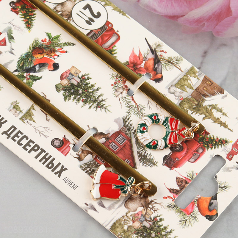 Factory price 2pcs christmas series stainless steel spoon