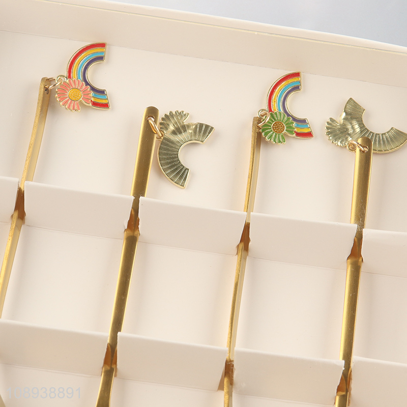 Factory supply 4pcs golden rainbow pendant tableware fork and spoon