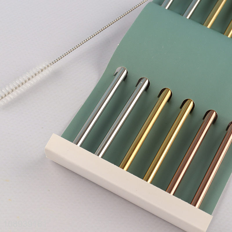 Hot sale 6pcs reusable stainless steel drinking straw