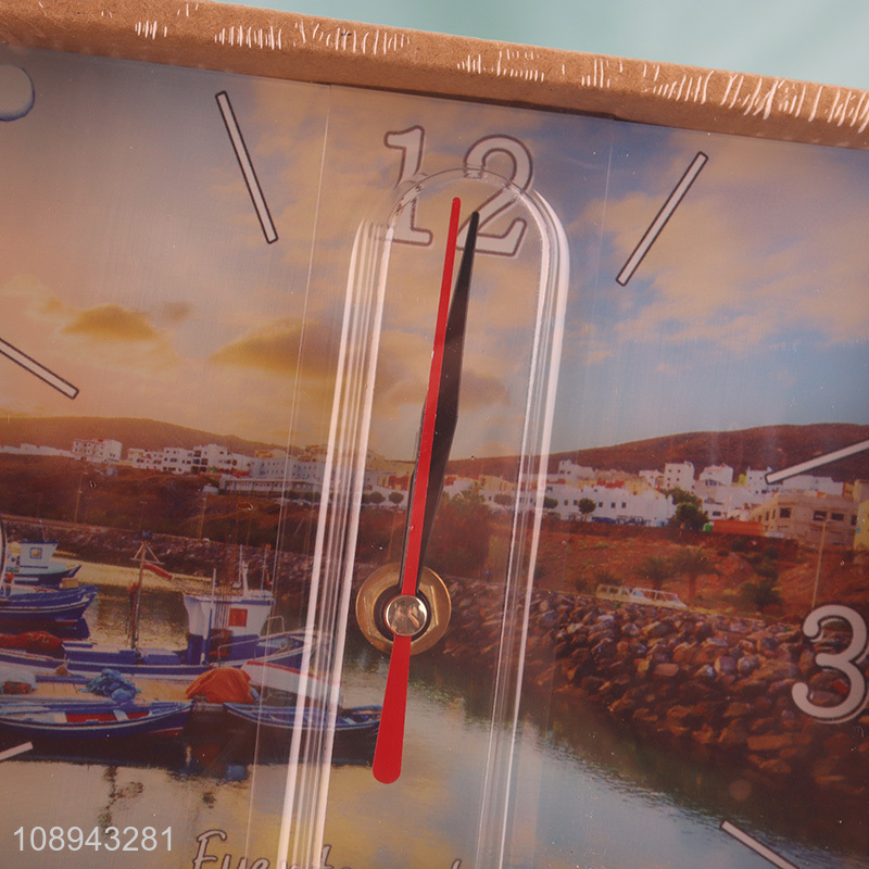 Yiwu market square glass table clock desk clock for decoration