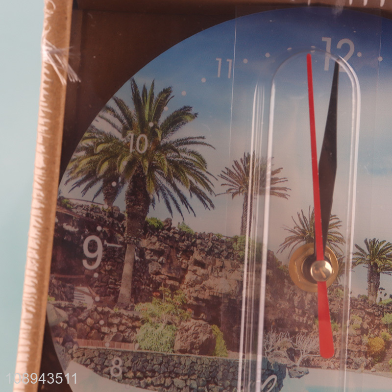 Most popular round living room decoration glass tabletop clock