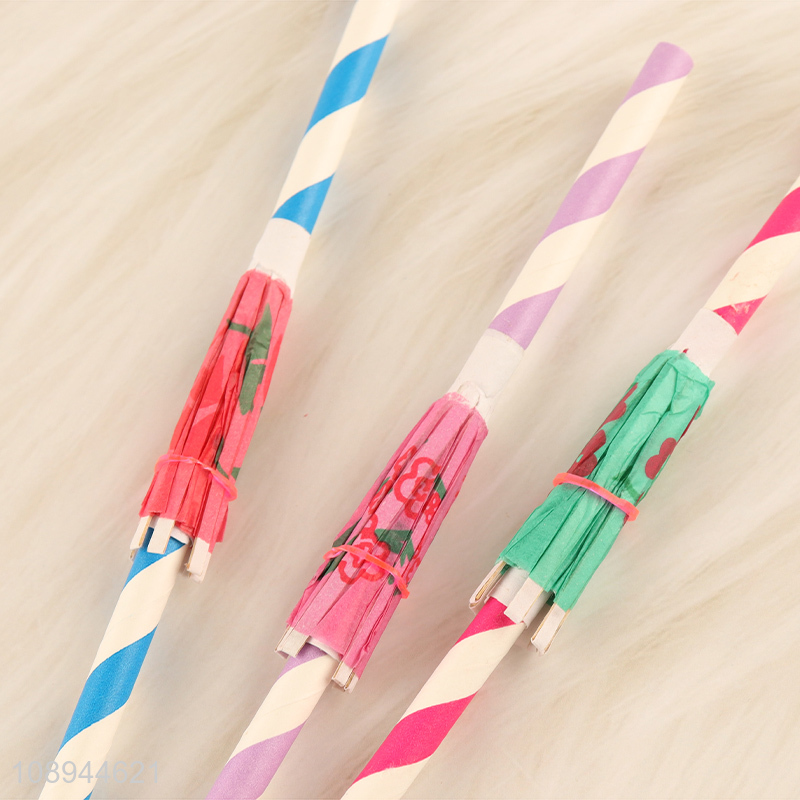 High Quality 6PCS Umbrella Paper Drinking Straws for Juice Milkshake