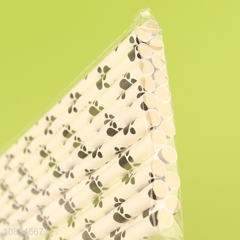 Wholesale Dog Paw Print Paper Straws Biodegradable Straws