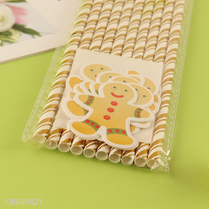 High Quality Christmas Gingerman Drinking Straws Non-Toxic Paper Straws