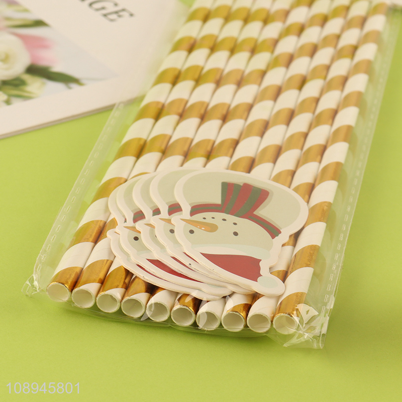 Factory Price Paper Drinking Straws Christmas Snowman Corktail Straws