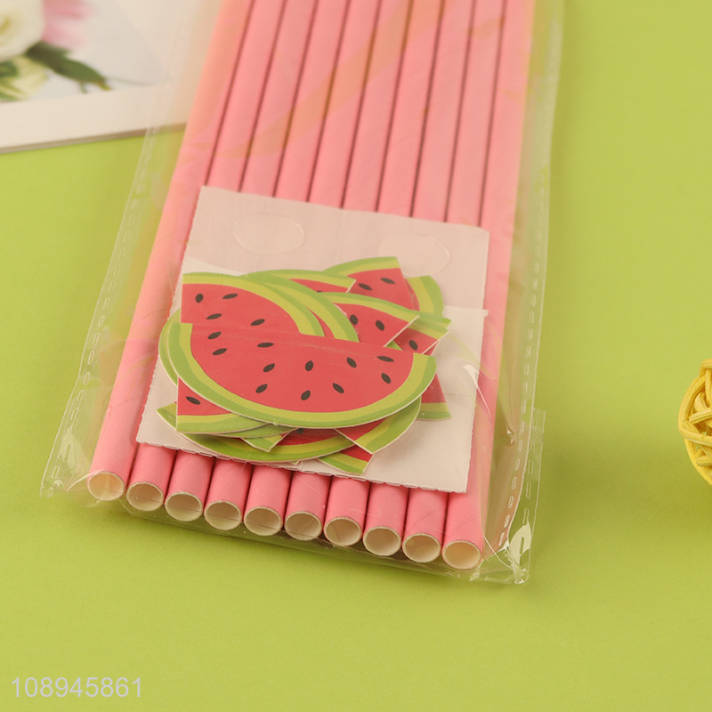Factory Supply Watermelon Drinking Straws Biodegradable Paper Straws